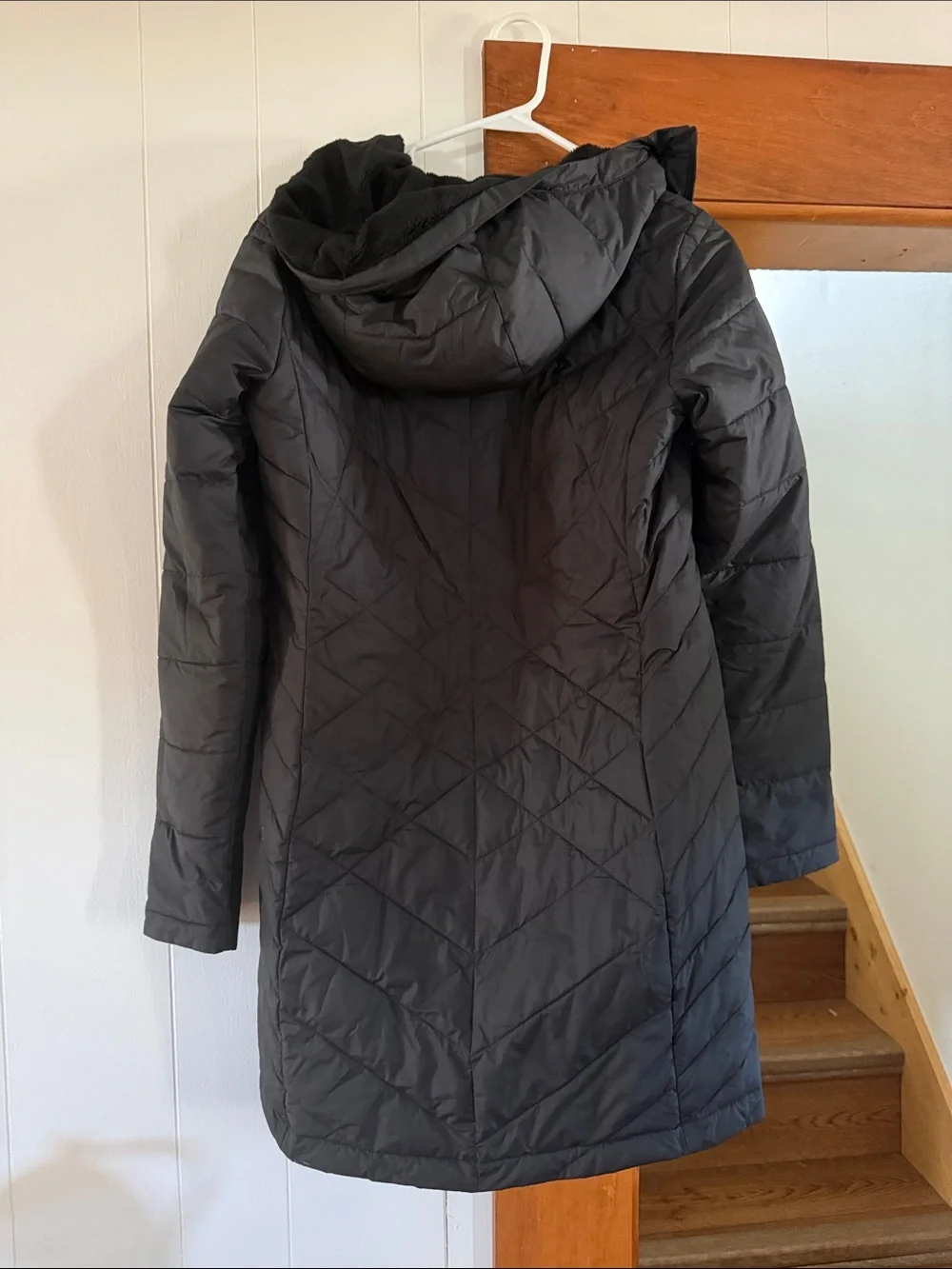 Columbia Women's Black Long Quilted Puffer Coat with Hood
